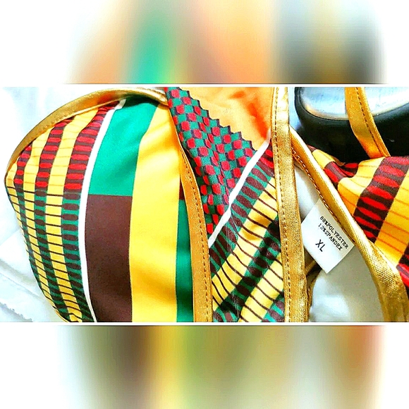 NEW African Kente Print Bikini Set! Ethnic Cultural Tribal Swimwear. Women, XL. - Picture 5 of 8